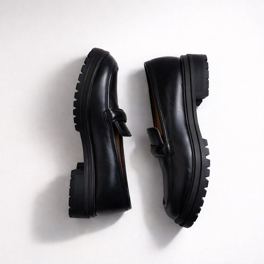 Madewell The Bradley Lugsole Loafer in Leather Women's 9.5M True Black Leather - Picture 16 of 16